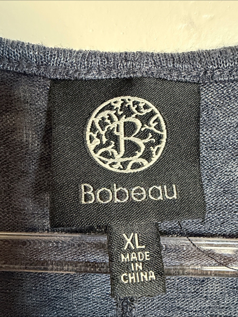 bobeau Slate Blue Short Sleeve Layered Hem Top with White Trim - Picture 2 of 8